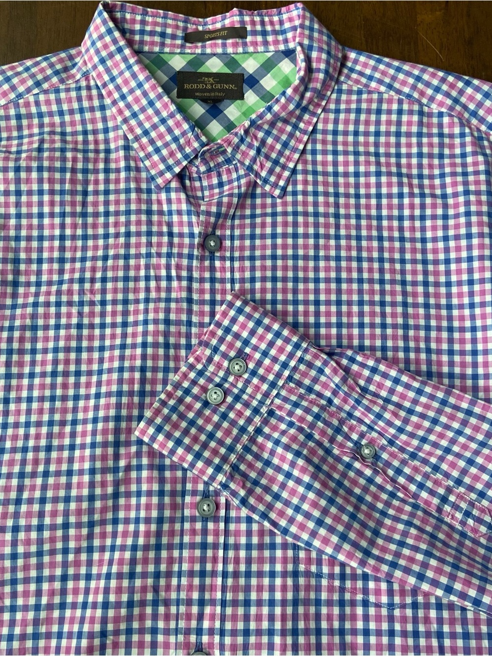 Rodd & Gunn Long Sleeve Shirt Sports Fit Men XL Purple Blue Gingham Check Cotton